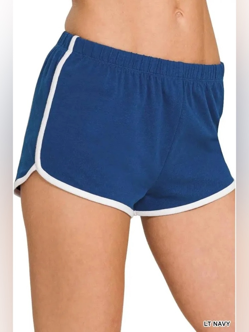 NWT Zenana Retro VSCO Aesthetic Navy Blue Contrast Trim Dolphin Shorts L